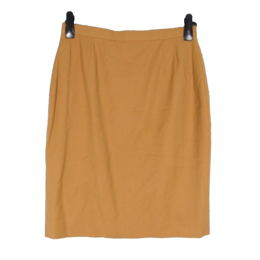 Vtg ESCADA Tan Brown WOOL CLASSIC Fitted Secretary Straight/Pencil Skirt Sz 42/M